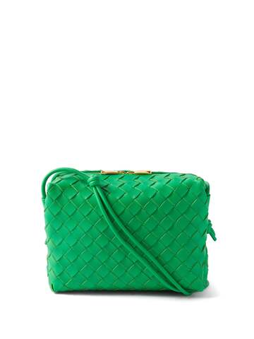 bottega veneta - small intrecciato-leather shoulder bag - womens - green