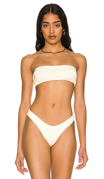 HAIGHT. HAIGHT. Ribbed Straight Gabi Bikini Top in Ivory in white