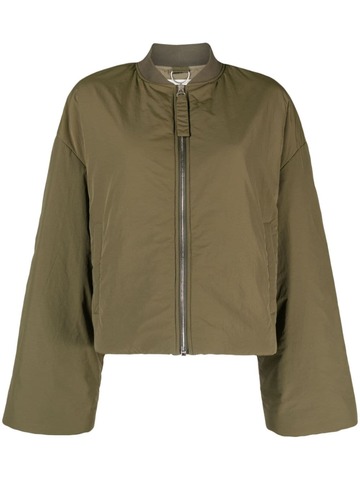 closed wide-sleeve bomber jacket - green