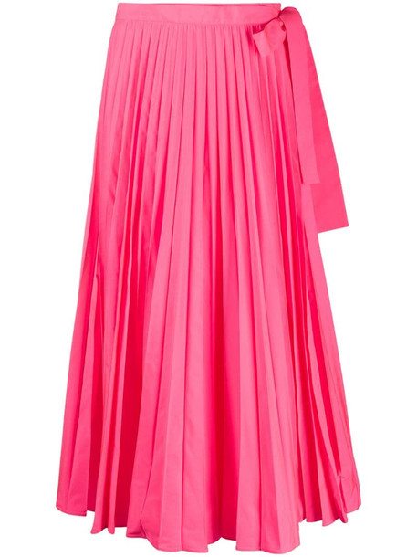 Valentino tied-waist pleated skirt in pink