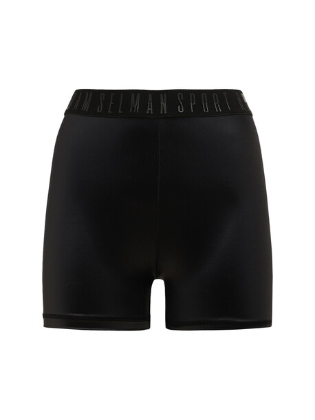 ADAM SELMAN SPORT Branded Tech Bike Shorts in black