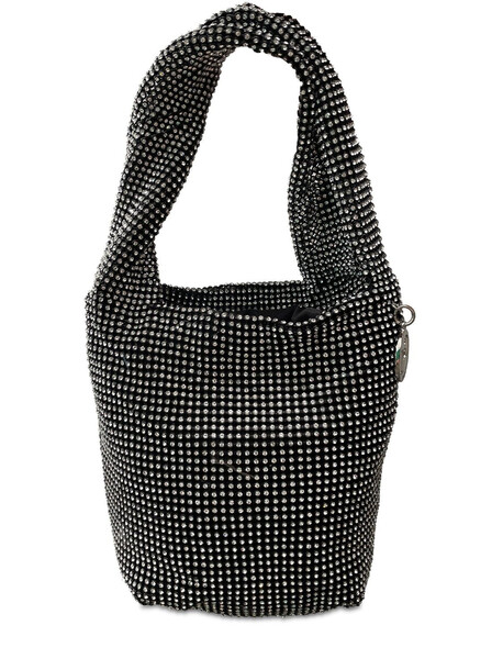 ROSANTICA Notte Crystal Mesh Top Handle Bag in black