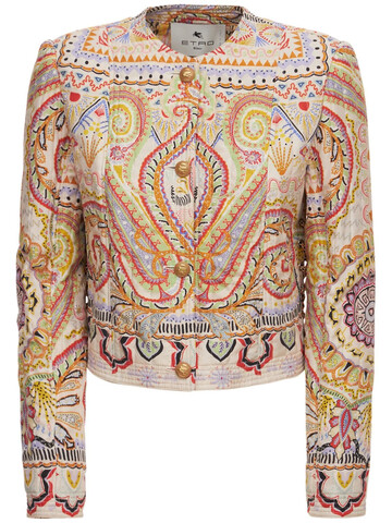 ETRO Printed Silk Quilted Cropped Jacket