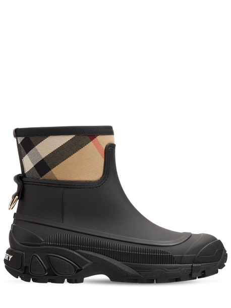 BURBERRY 20mm Ryan Leather & Check Ankle Boots in black / beige