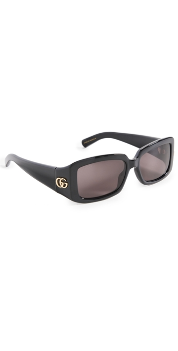 gucci rectangular sunglasses black-black-grey one size