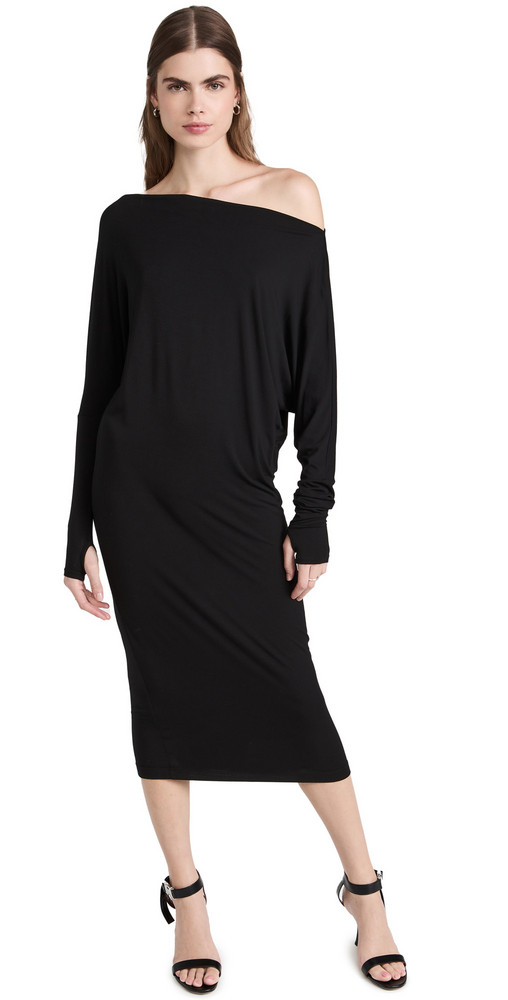 Enza Costa Silk Jersey Slouch Dress in black