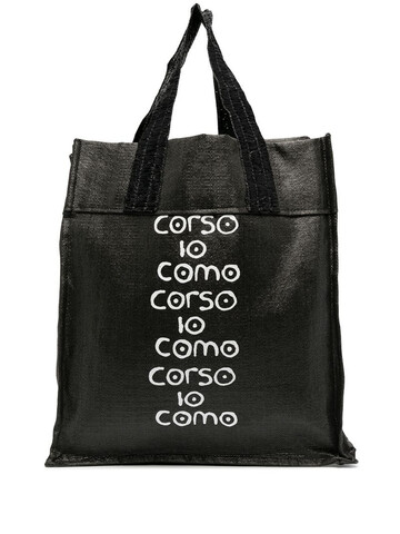10 CORSO COMO logo-print raffia tote bag in black