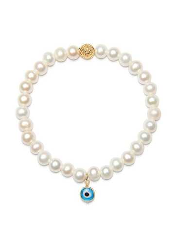 nialaya jewelry evil eye-charm pearl bracelet - blue