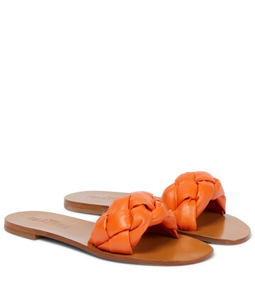 Souliers Martinez Pelota braided leather slides in orange