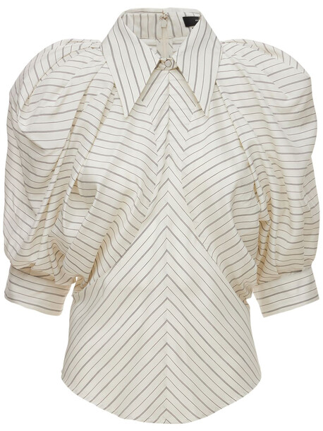 ISABEL MARANT Eori Striped Silk & Cupro Shirt in ecru / multi