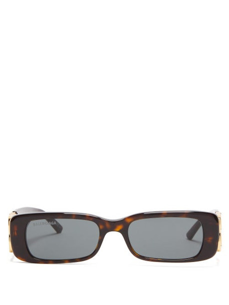 Balenciaga - Rectangle Tortoiseshell-acetate Sunglasses - Womens - Tortoiseshell