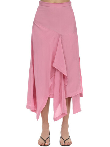COLVILLE High Waist Draped Midi Skirt in pink