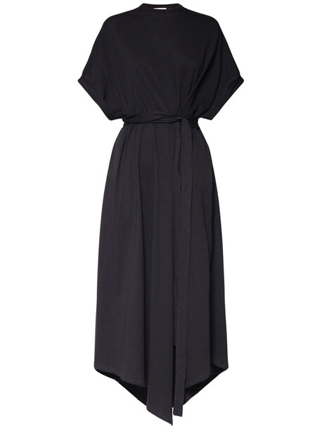 ALEXANDRE VAUTHIER Belted Cotton Jersey Midi Dress in black