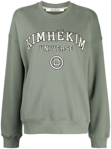 kimhekim logo-embroidered cotton sweatshirt - green