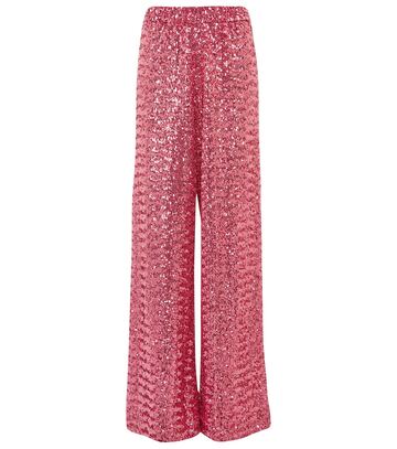 Oséree Sequin high-rise wide-leg pants in pink