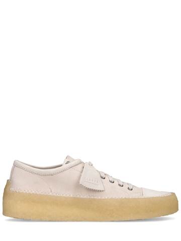 clarks originals 55mm caravan leather lace-up shoes in white