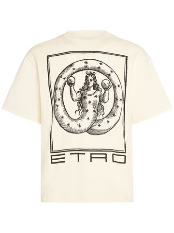 etro logo cotton t-shirt in beige
