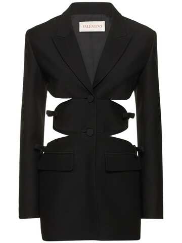 valentino wool & silk crepe bow sides mini dress in black