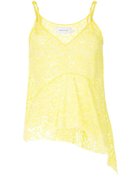 Marques'Almeida lace slip top in yellow