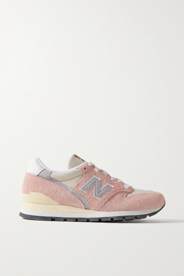 new balance - 996 leather-trimmed suede and mesh sneakers - pink