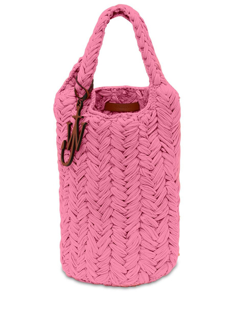 JW ANDERSON Knitted Organic Cotton Tote Bag in pink