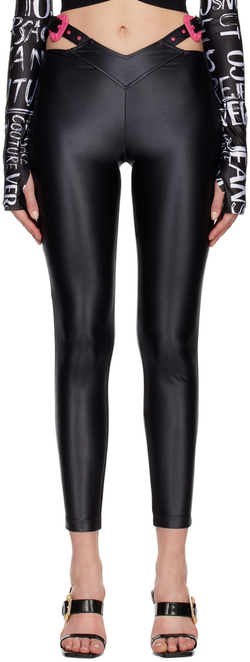 versace jeans couture black shiny leggings