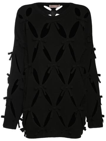 VALENTINO Oversized Cutout Wool Knit Jumper in black