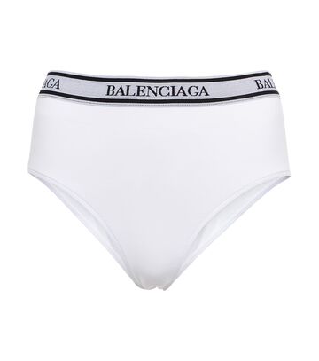 Balenciaga Logo high-rise jersey briefs in white