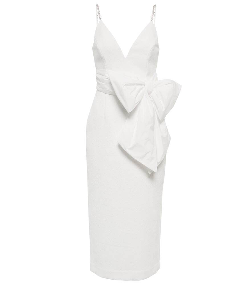 Rebecca Vallance Bridal Genevieve bow-trimmed crêpe midi dress in white