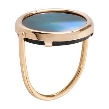 Ginette Ny Black Mother of Pearl disc ring in grey