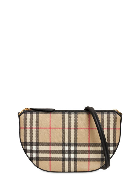 BURBERRY New Olympia Canvas Check Shoulder Bag in black