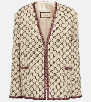 Gucci GG jacquard tweed jacket in beige