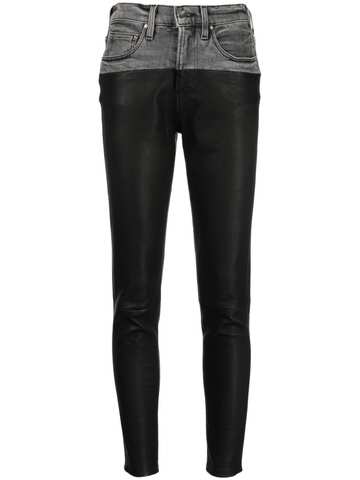 amiri leather-panelled skinny jeans - black