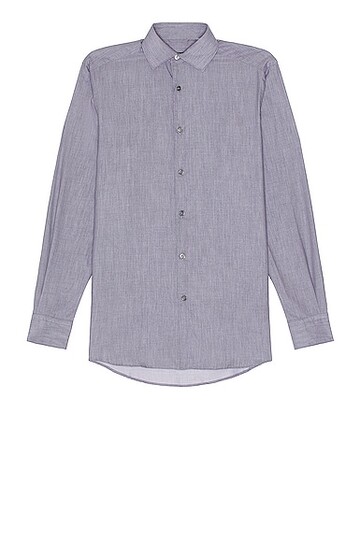 zegna detachable stays long sleeve shirt in light grey