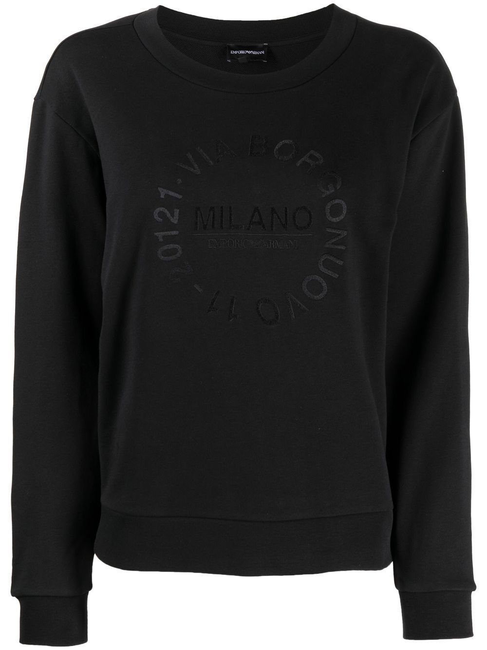 Emporio Armani logo-embroidered sweatshirt - Black