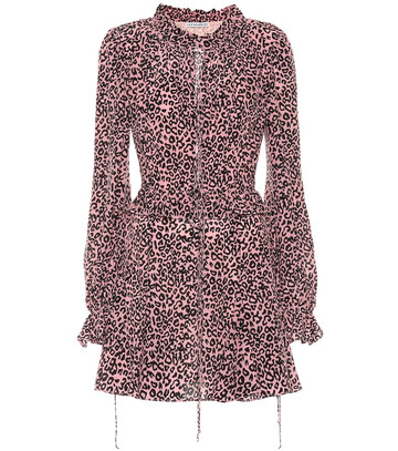 Les Rêveries Exclusive to Mytheresa – Leopard-print crêpe de chine minidress in pink