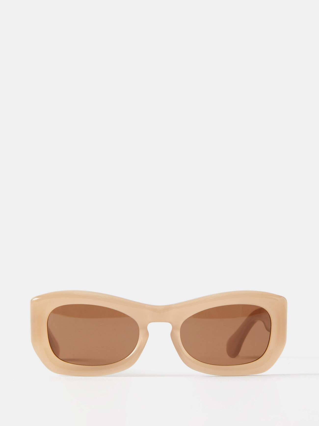Port Tanger - Temo Oval Acetate Sunglasses - Womens - Light Brown