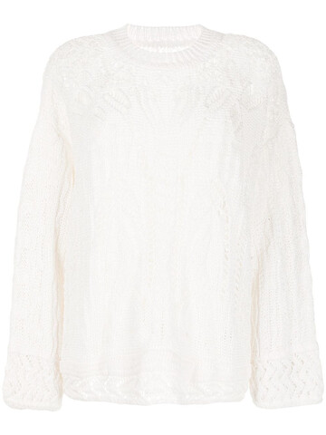 mame kurogouchi floral drop-shoulder knit jumper - white
