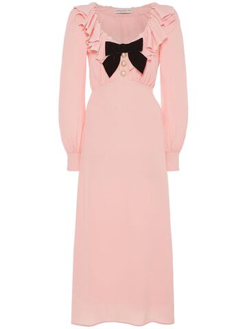 alessandra rich silk blend cady dress w/ volant collar in pink