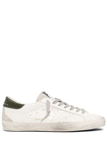 golden goose super-star perforated sneakers in green / white