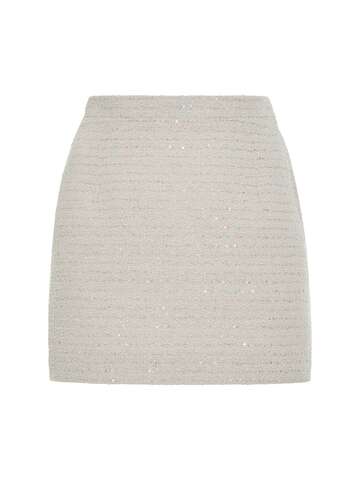 alessandra rich sequined tweed mini skirt in blue