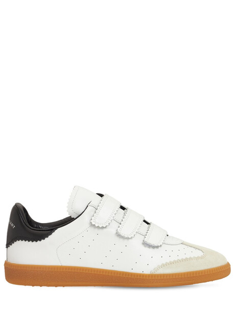 ISABEL MARANT 20mm Beth Leather Strap Sneakers in black / white