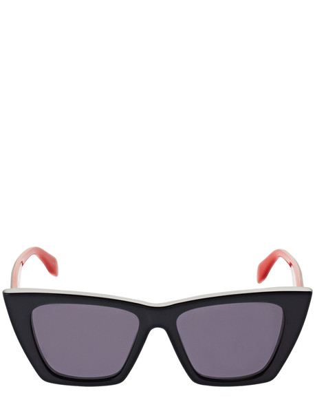 ALEXANDER MCQUEEN Selvedge Cat-eye Acetate Sunglasses in black / grey / red