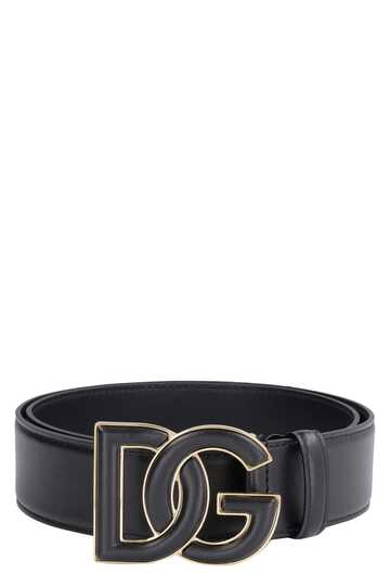 Dolce & Gabbana Dg Buckle Leather Belt in nero