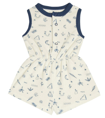 The New Society Baby Francis printed cotton terry romper in white