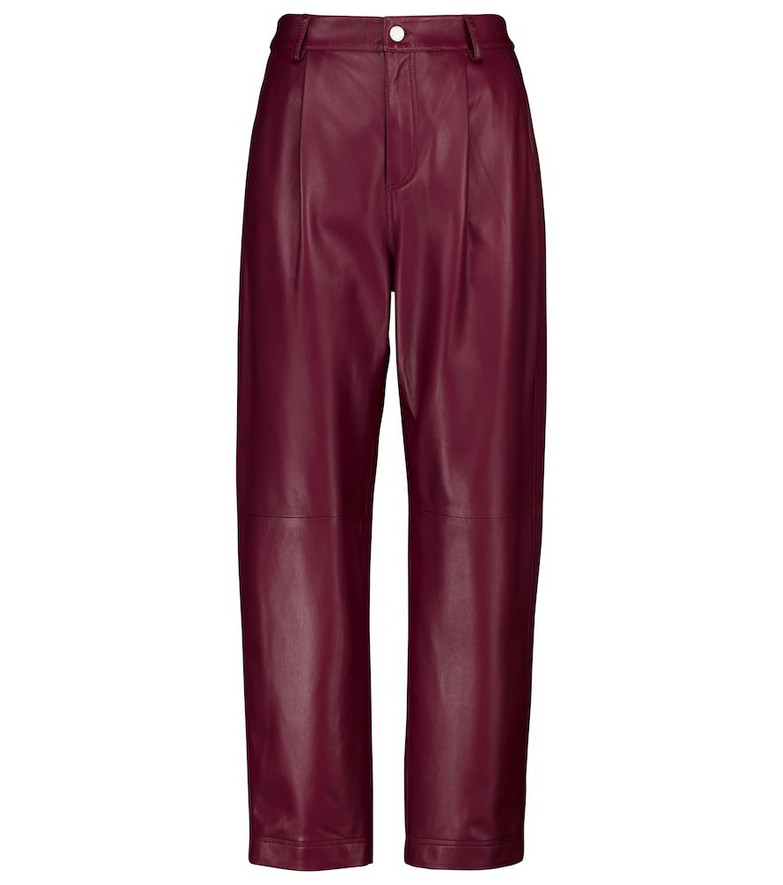 RedValentino High-rise leather pants in red