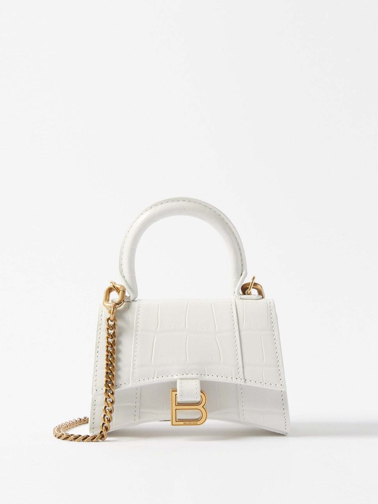 Balenciaga - Hourglass Mini Crocodile-effect Cross-body Bag - Womens - White