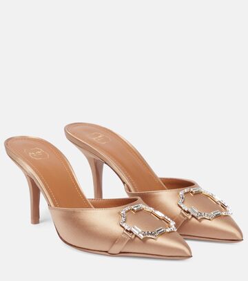 malone souliers missy 85 embellished satin mules in brown