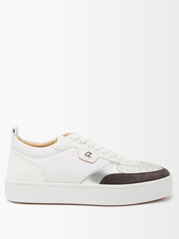 christian louboutin - happy rui spike-embellished canvas trainers - mens - white