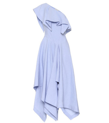 Alexander McQueen Linen midi dress in blue